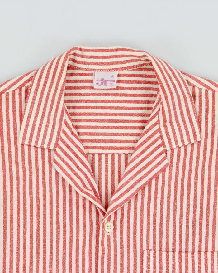 Vintage 1990s JT Original Party Animal Striped Short Sleeve Camp Collar Shirt - M