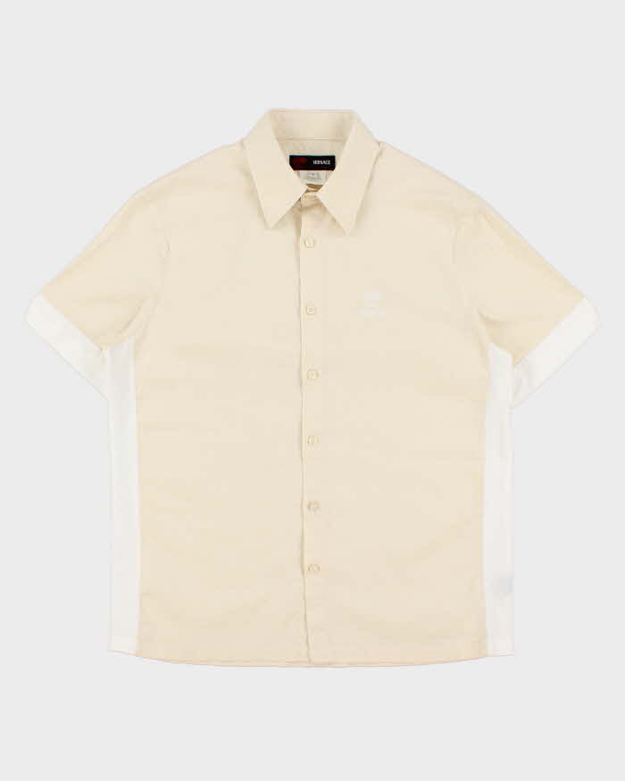 Vintage Y2K 00s Versace Sport Embroidered Check Panel Short Sleeve Shirt - S