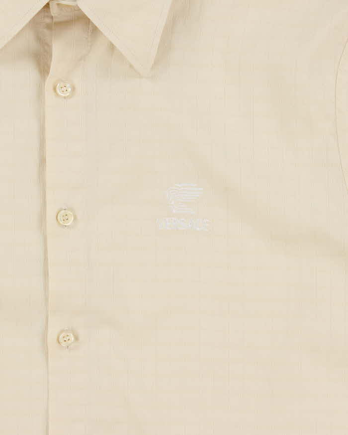Vintage Y2K 00s Versace Sport Embroidered Check Panel Short Sleeve Shirt - S