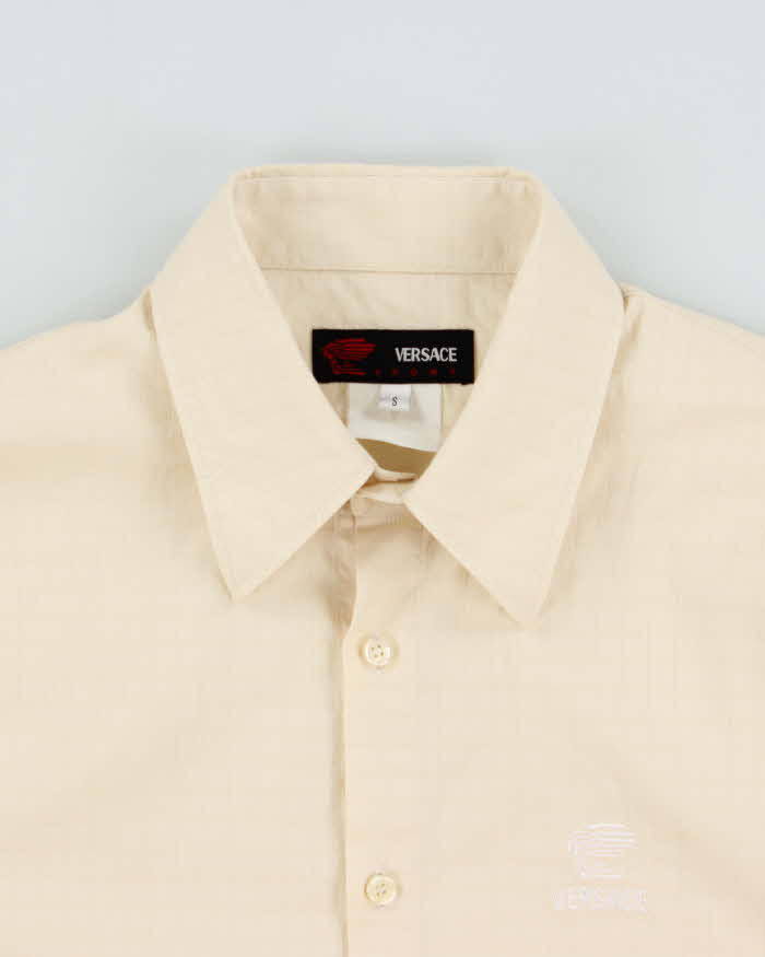 Vintage Y2K 00s Versace Sport Embroidered Check Panel Short Sleeve Shirt - S