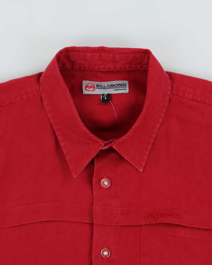 Vintage Y2K 00s Billabong Scarlet Red Short Sleeve Pocket Shirt - L