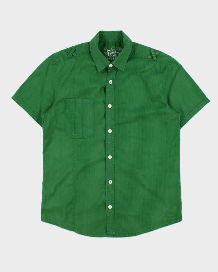 Vintage Y2K 00s Red herring Embroidered Striped Short Sleeve Shirt - M