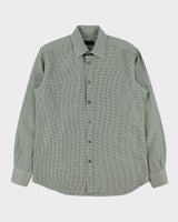 Vintage Prada Forest Green Houndstooth Check Long Sleeve Shirt - M
