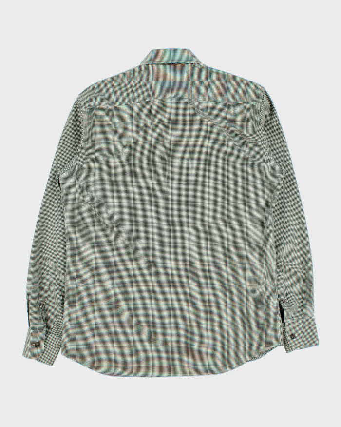 Vintage Prada Forest Green Houndstooth Check Long Sleeve Shirt - M