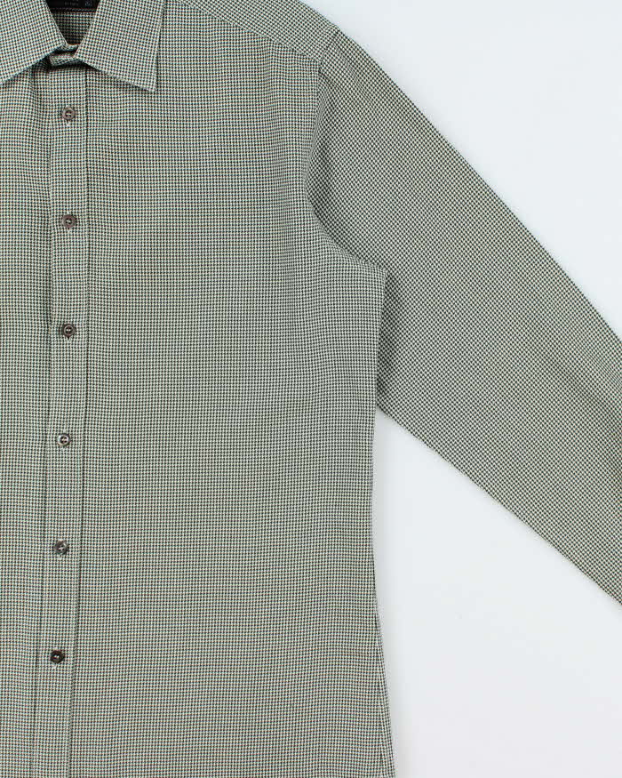 Vintage Prada Forest Green Houndstooth Check Long Sleeve Shirt - M