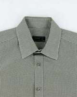 Vintage Prada Forest Green Houndstooth Check Long Sleeve Shirt - M