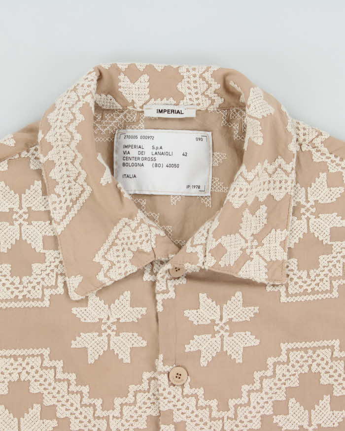 SS2024 Imperial Italy Heavyweight Embroidered Short Sleeve Camp Collar Shirt - L