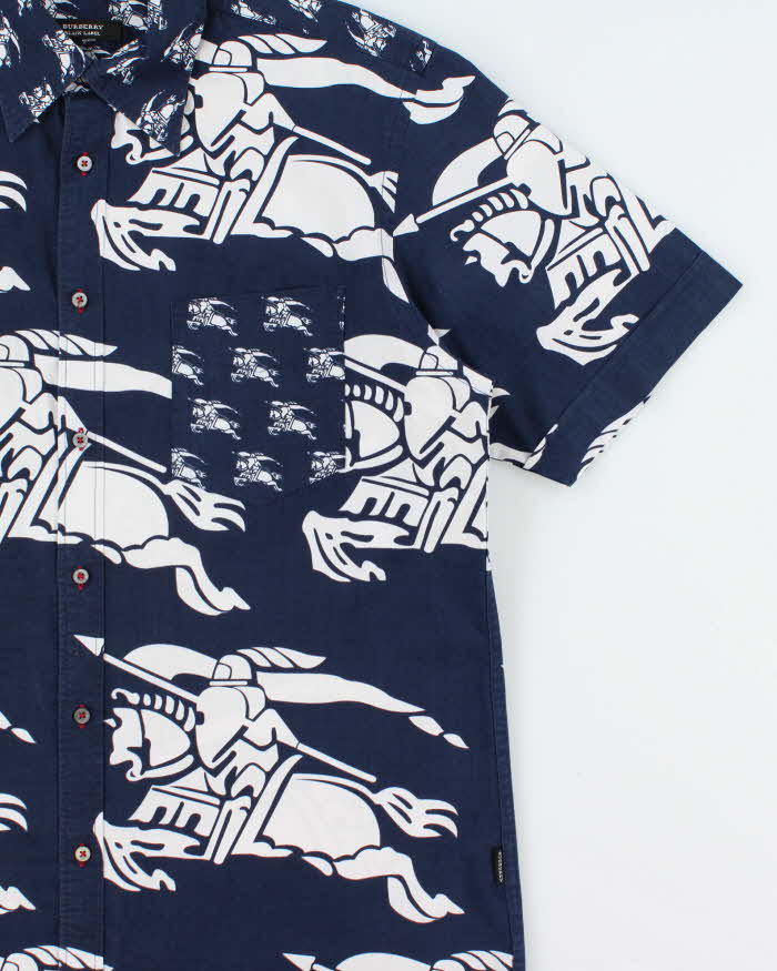 Vintage Y2K 00s Burberry Black Label Japan Exclusive Monogram Prorsum Short Sleeve Shirt - M