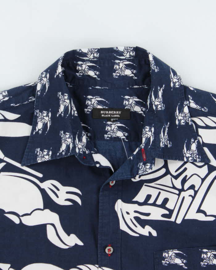 Vintage Y2K 00s Burberry Black Label Japan Exclusive Monogram Prorsum Short Sleeve Shirt - M