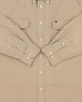 Vintage 1990s Tommy Hilfiger Khaki Long Sleeve Utility Shirt - L