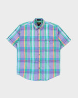 Vintage 1990s Eddie Bauer 'Superior Madras' Plaid Short Sleeve Shirt - L