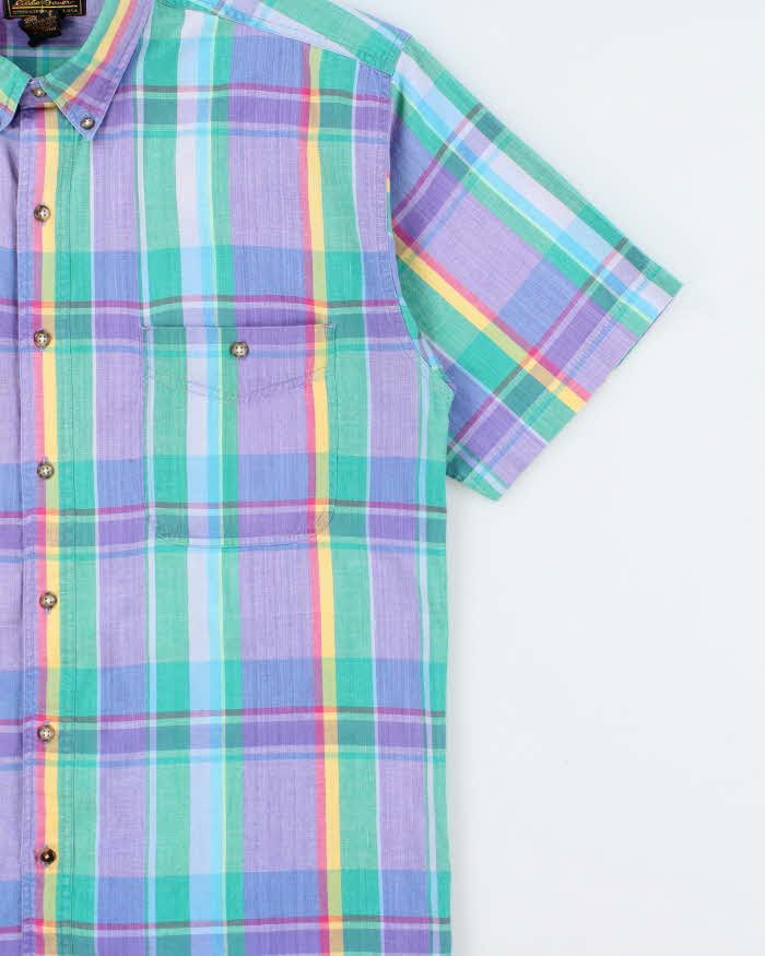 Vintage 1990s Eddie Bauer 'Superior Madras' Plaid Short Sleeve Shirt - L