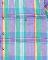 Vintage 1990s Eddie Bauer 'Superior Madras' Plaid Short Sleeve Shirt - L