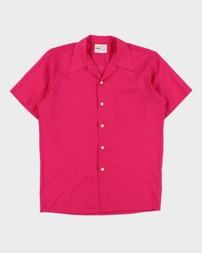 Vintage 1970s Gold Crest By Darby Fuchsia Perma Press Short Sleeve Shirt - M