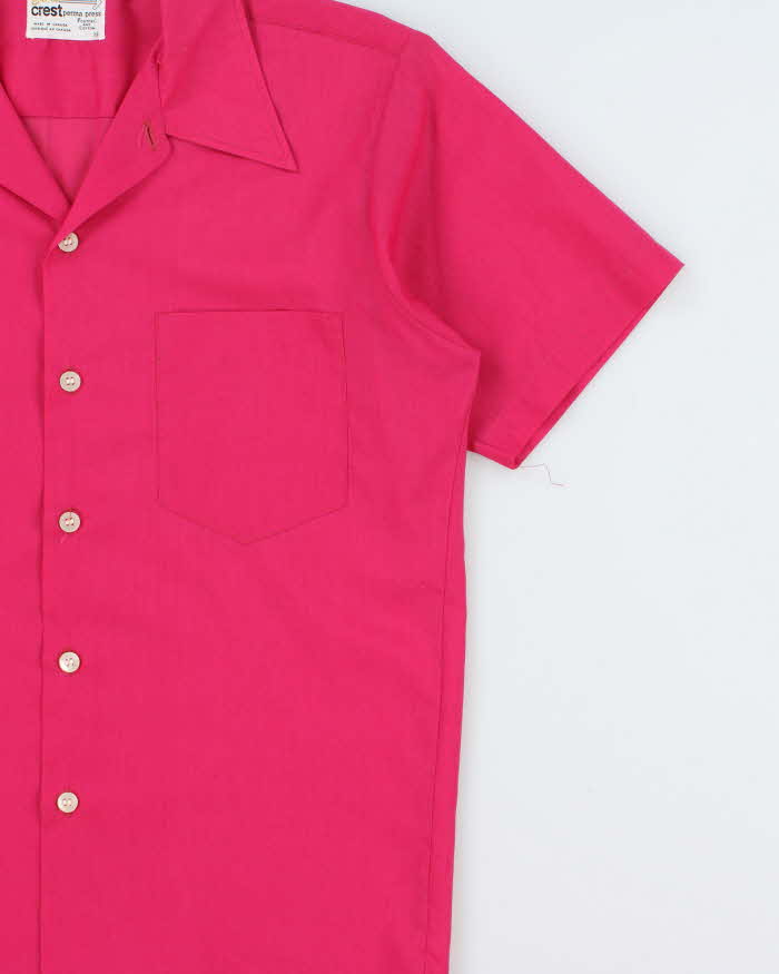 Vintage 1970s Gold Crest By Darby Fuchsia Perma Press Short Sleeve Shirt - M