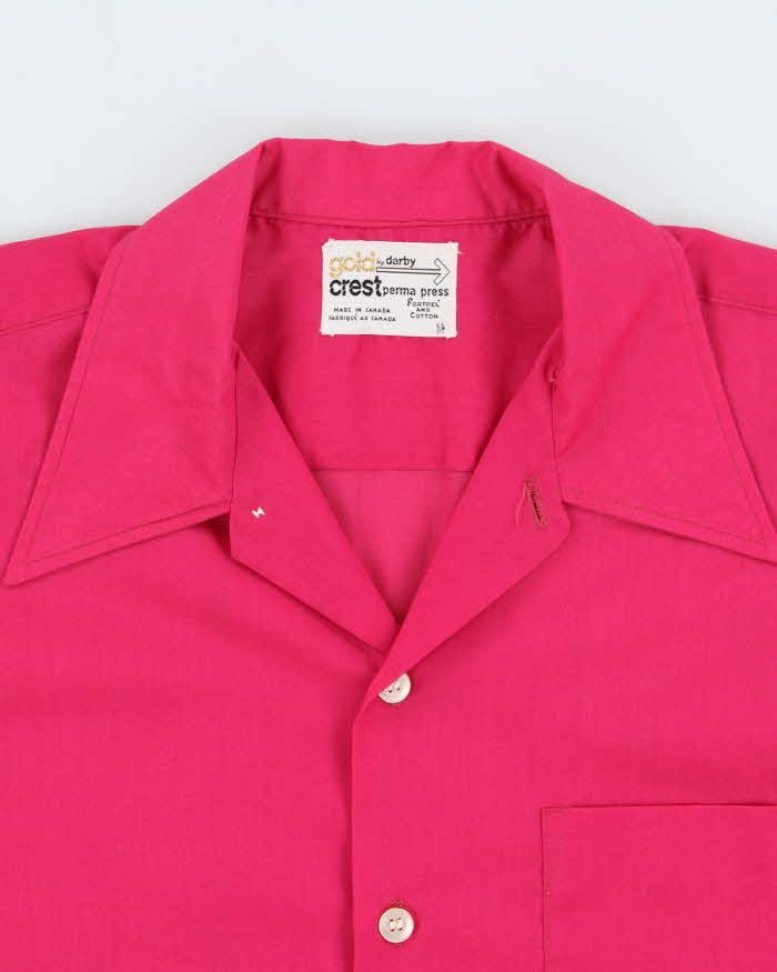 Vintage 1970s Gold Crest By Darby Fuchsia Perma Press Short Sleeve Shirt - M