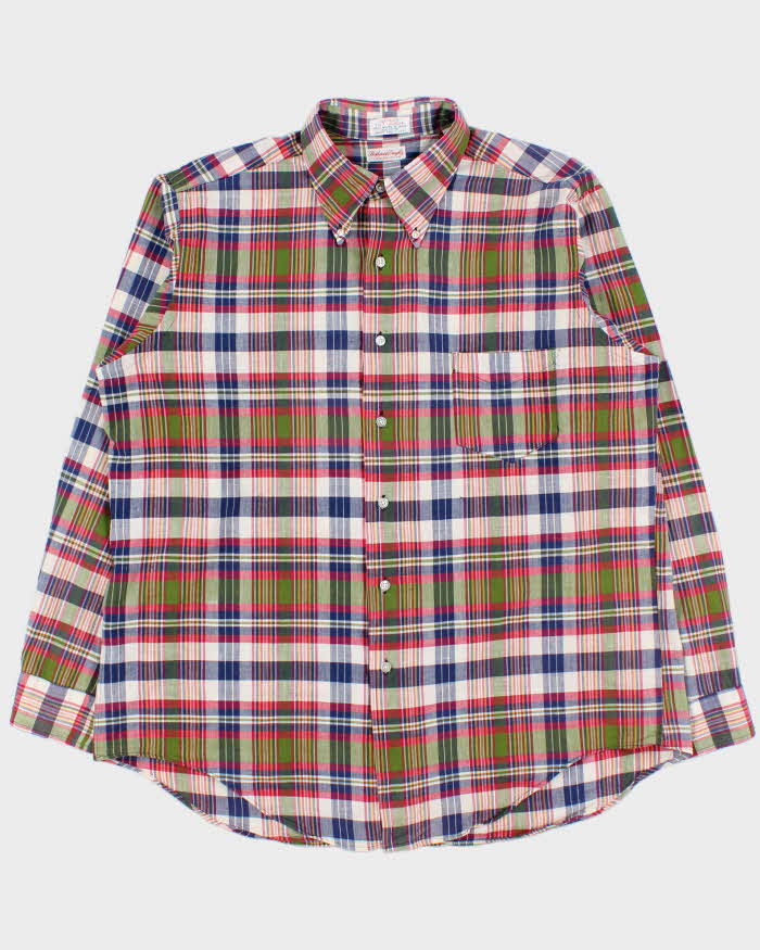 Vintage 1980s Boshard & Doughty Hand Woven Indian Madras Made In USA Long Sleeve Shirt - XL