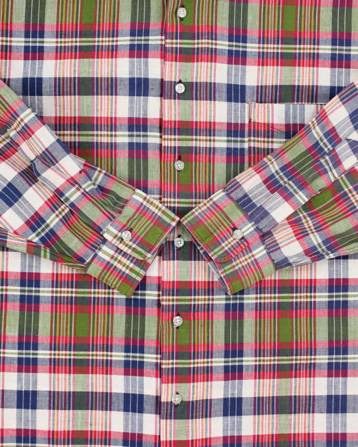 Vintage 1980s Boshard & Doughty Hand Woven Indian Madras Made In USA Long Sleeve Shirt - XL