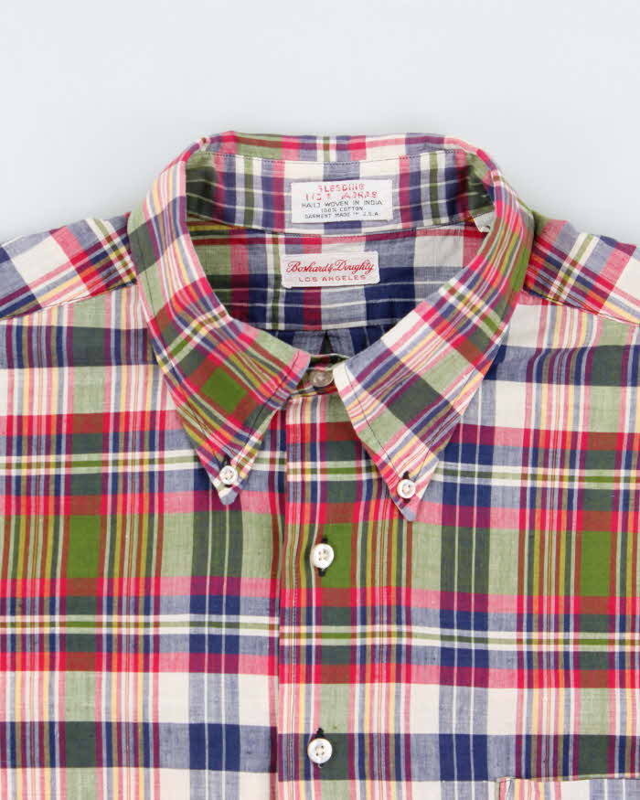 Vintage 1980s Boshard & Doughty Hand Woven Indian Madras Made In USA Long Sleeve Shirt - XL