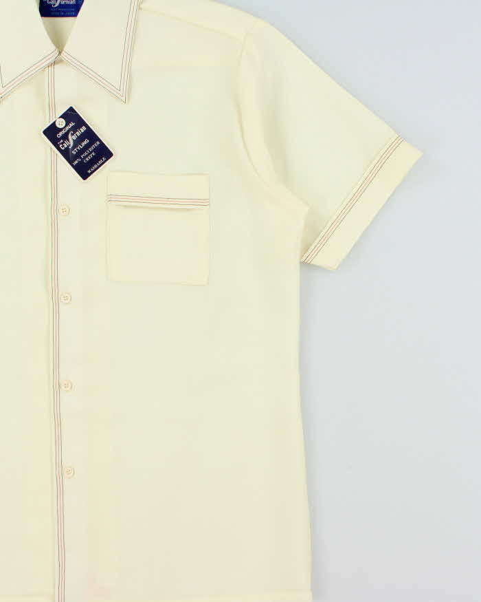 DSWT Vintage 1970s The Californian Cream Made In Japan Striped Trim Short Sleeve Shirt - M