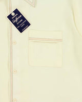 DSWT Vintage 1970s The Californian Cream Made In Japan Striped Trim Short Sleeve Shirt - M