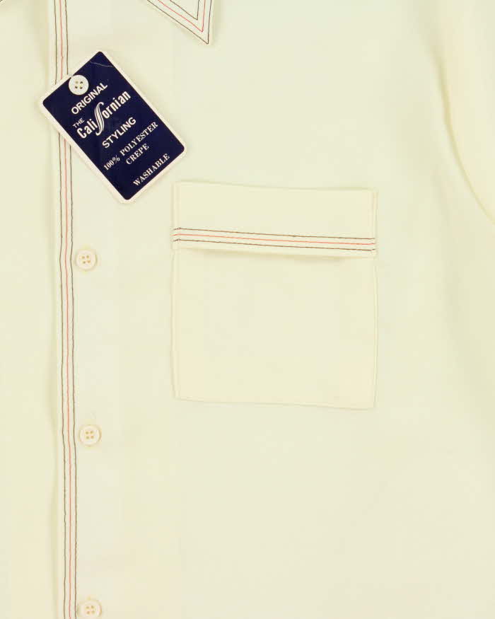 DSWT Vintage 1970s The Californian Cream Made In Japan Striped Trim Short Sleeve Shirt - M