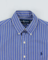 Vintage Y2K 00s Ralph Lauren Striped Classic Pony Custom Fit Long Sleeve Shirt - S