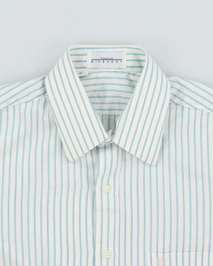 Vintage 1980s Givenchy Monsieur Striped Embroidered Pocket Logo Long Sleeve Shirt - S