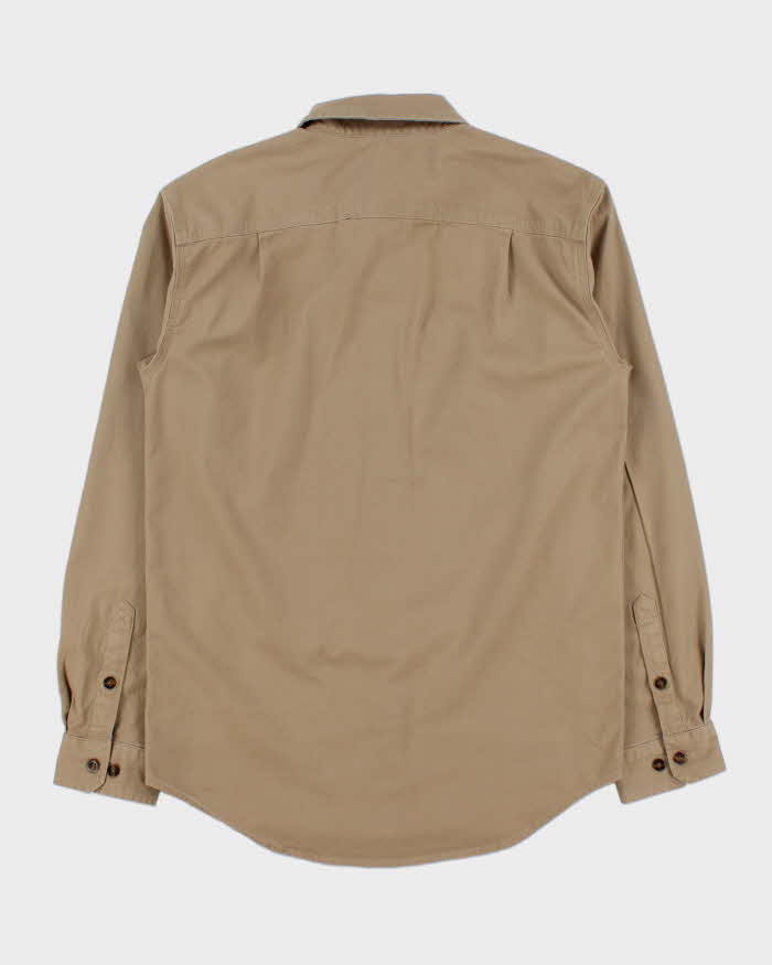 Vintage Carhartt Khaki Rugged Flex Rigby Duck Canvas Relaxed Fit Long Sleeve Utility Shirt - S