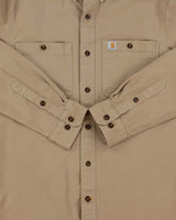 Vintage Carhartt Khaki Rugged Flex Rigby Duck Canvas Relaxed Fit Long Sleeve Utility Shirt - S