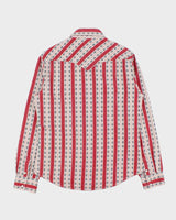 Vintage True Religion Pattern Striped Pearl Snap Button Denim Long Sleeve Western Shirt - M
