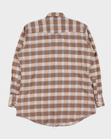Vintage 1970s Dee Cee Plaid Made In USA Pearl Snap Button Perma Press Long Sleeve Western Shirt - L
