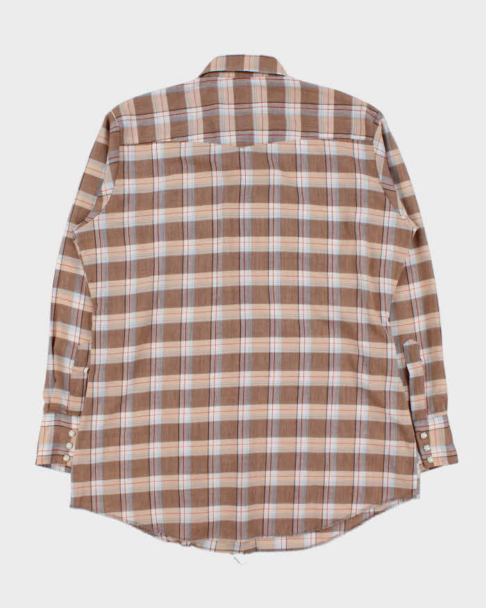 Vintage 1970s Dee Cee Plaid Made In USA Pearl Snap Button Perma Press Long Sleeve Western Shirt - L