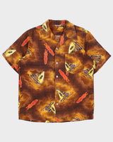 Vintage 1970s Made In Hawaii Bark Cloth Tiki Hawaiian Shirt - L