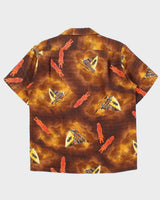 Vintage 1970s Made In Hawaii Bark Cloth Tiki Hawaiian Shirt - L