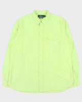 Vintage Y2K 00s Ralph Lauren Volt Green Custom Fit Long Sleeve Pocket Shirt - XL