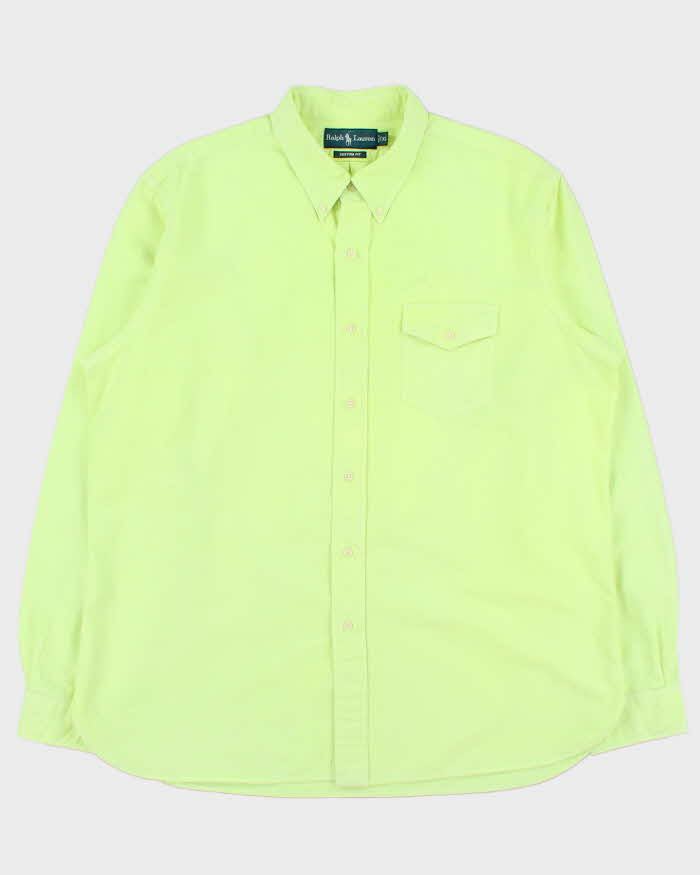 Vintage Y2K 00s Ralph Lauren Volt Green Custom Fit Long Sleeve Pocket Shirt - XL