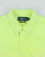 Vintage Y2K 00s Ralph Lauren Volt Green Custom Fit Long Sleeve Pocket Shirt - XL
