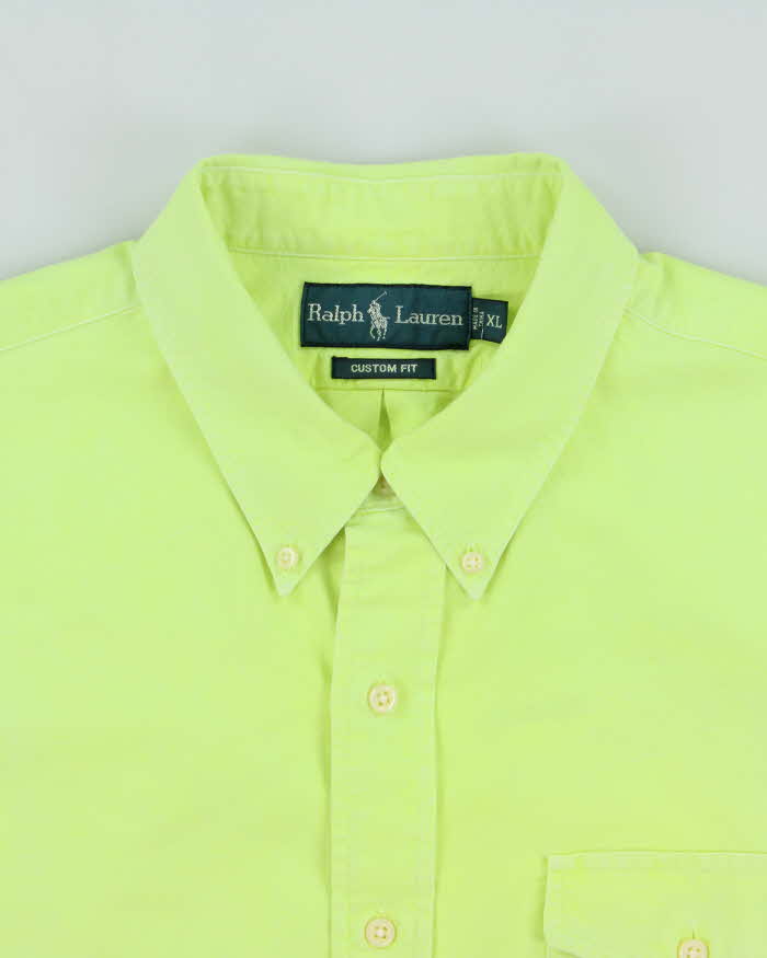 Vintage Y2K 00s Ralph Lauren Volt Green Custom Fit Long Sleeve Pocket Shirt - XL
