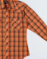 Vintage 1970s Kimtex Plaid Permanent Press Pearl Snap Button Long Sleeve Western Shirt - M