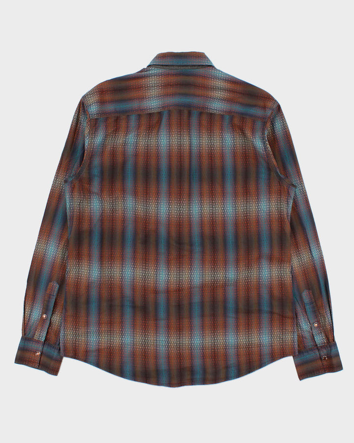 Vintage Y2K 00s Age Of Wisdom Japan Gradient Striped Pearl Snap Button Long Sleeve Shirt - M