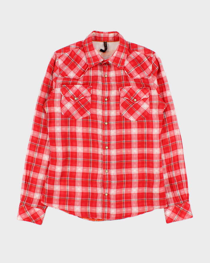 Vintage Nudie Jeans Soft Cotton Plaid Snap Button Long Sleeve Western Shirt - M