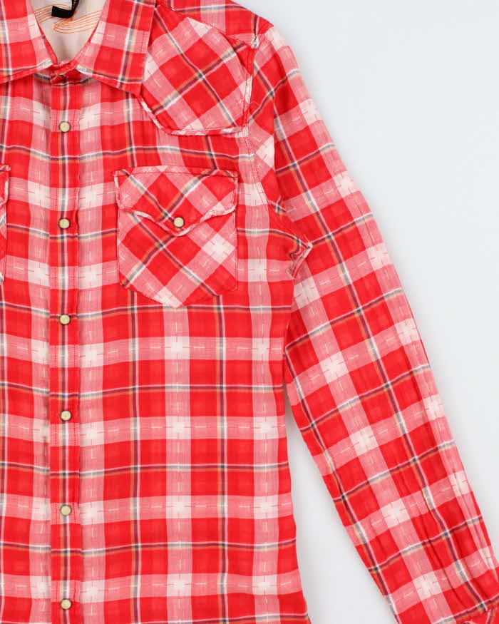 Vintage Nudie Jeans Soft Cotton Plaid Snap Button Long Sleeve Western Shirt - M