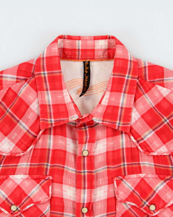Vintage Nudie Jeans Soft Cotton Plaid Snap Button Long Sleeve Western Shirt - M