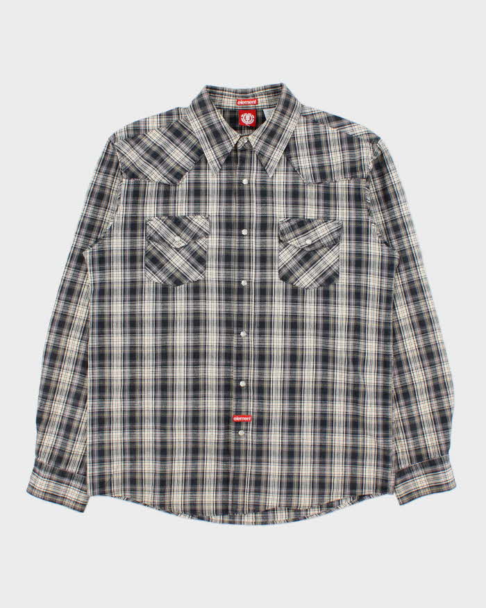 Vintage 1990s Element Checked Western Snap Button Long Sleeve Shirt - L