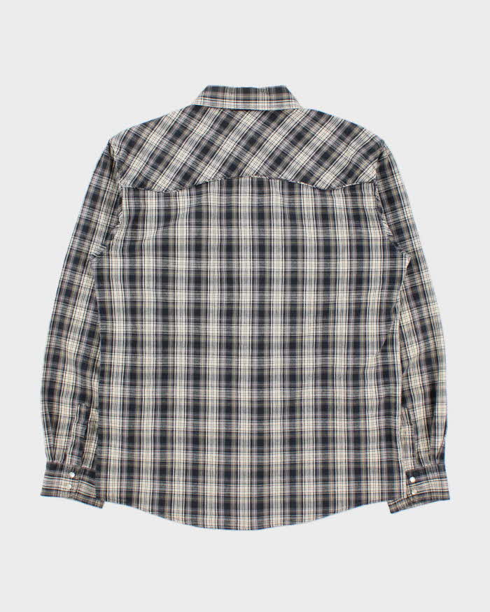 Vintage 1990s Element Checked Western Snap Button Long Sleeve Shirt - L