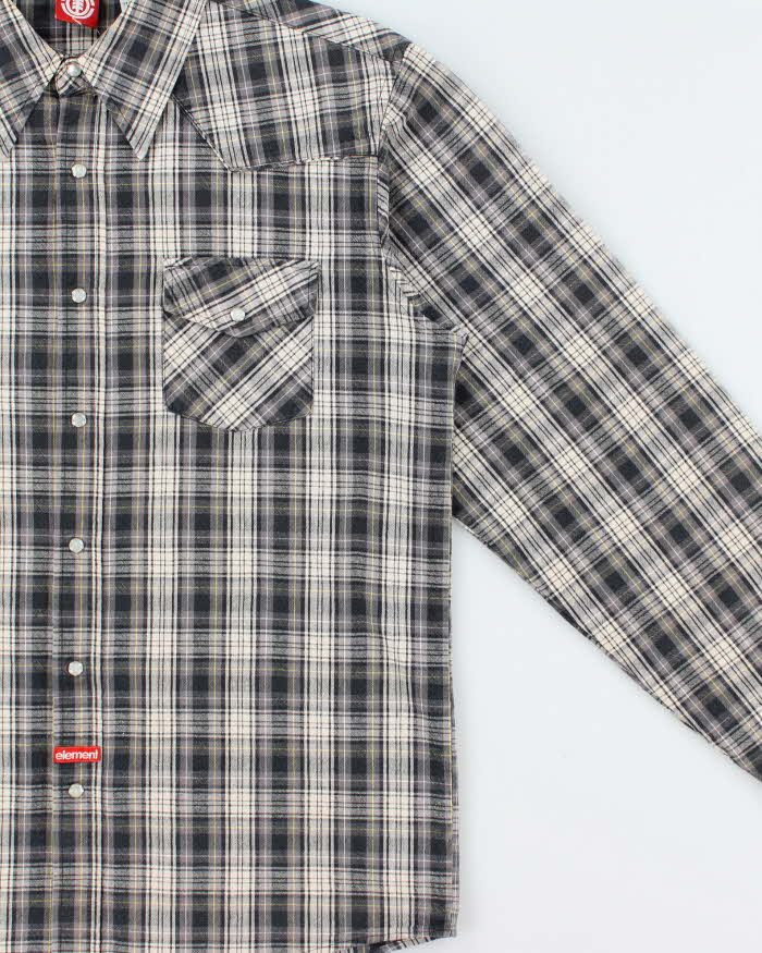 Vintage 1990s Element Checked Western Snap Button Long Sleeve Shirt - L