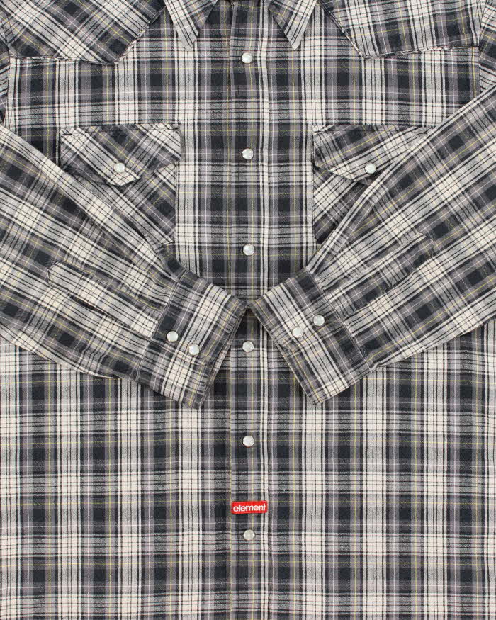 Vintage 1990s Element Checked Western Snap Button Long Sleeve Shirt - L