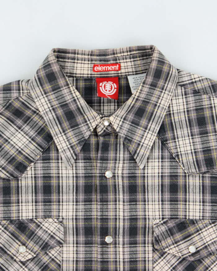 Vintage 1990s Element Checked Western Snap Button Long Sleeve Shirt - L