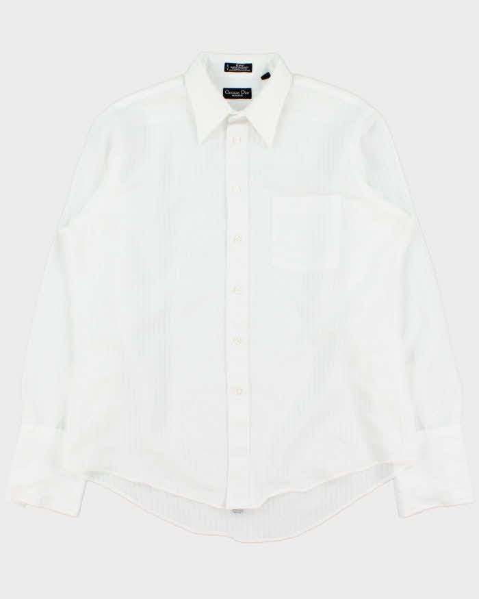 Vintage 1970s Christian Dior Monsieur Durable Press Striped Long Sleeve Dress Shirt - L